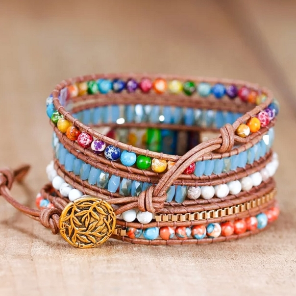 Chakra Romance Leather Wrap Bracelet - Picture 3 of 5